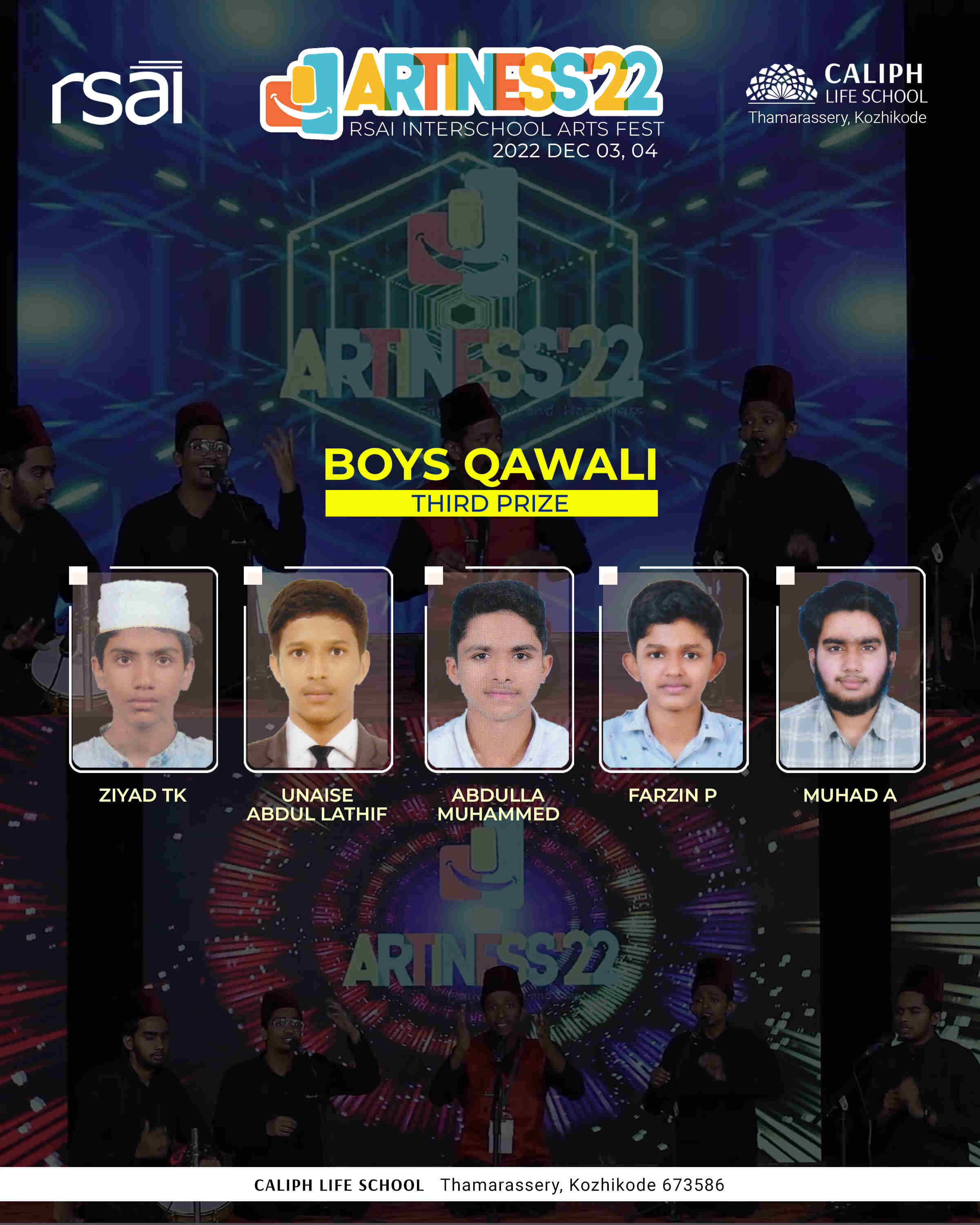 THIRD PRIZE IN BOYS QAWALI, ARTINESS 2022
